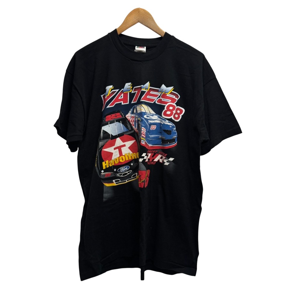 Vtg Nascar Ernie Irvan Team Yates XXL Single Stitch Double Sided AOP T-Shirt USA